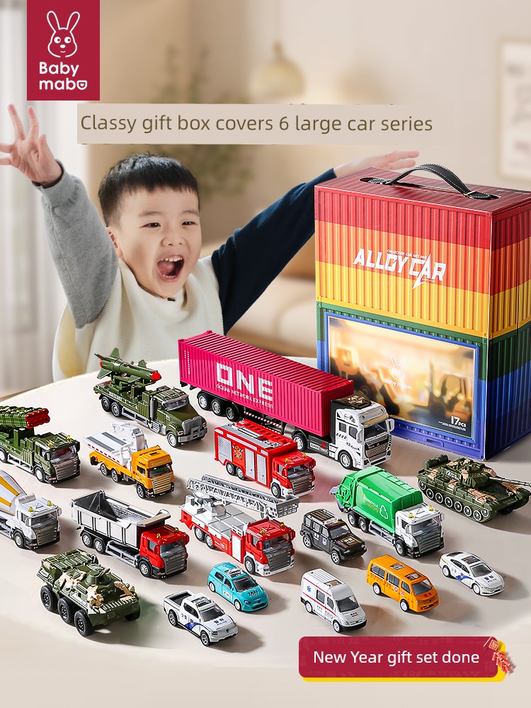 Kids Alloy Fire Truck Toy Birthday Gift for Boy Engineering Truck Suit Police Car Tank Car