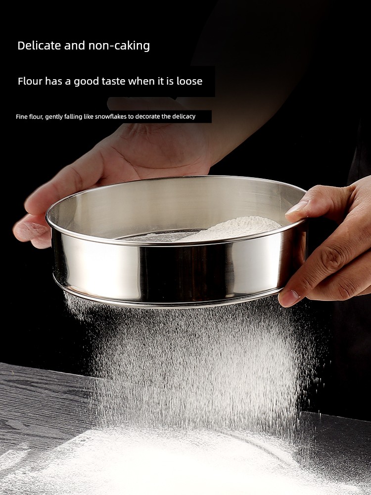 304 Stainless Steel Sieve Flour Sifter Gong Screen Strainer Sieving For Home Screening Mesh Baking Ultra-Fine Leaking Surface