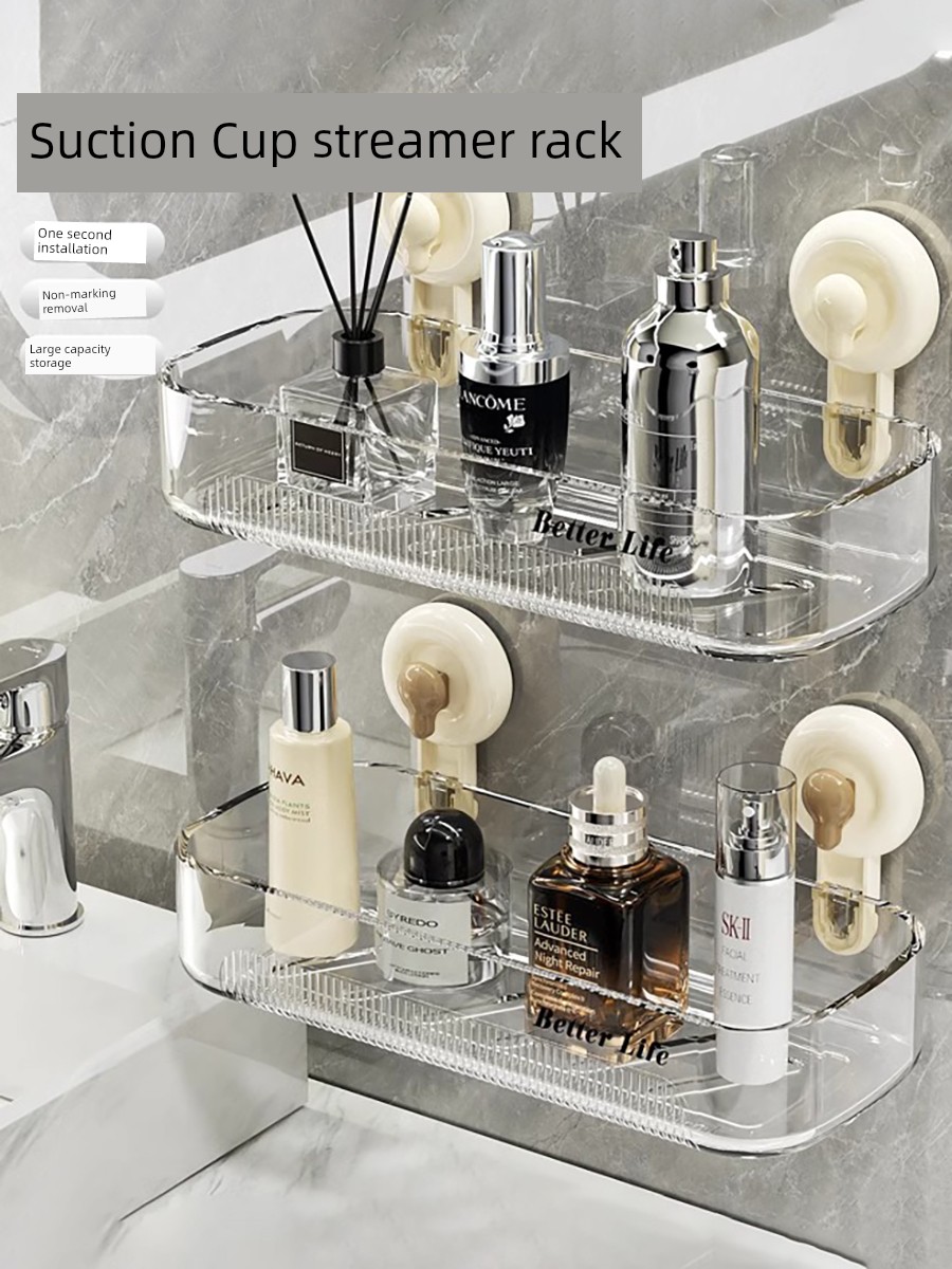 Suction Cup Streamer Storage Rack Bathroom Punch-Free Wall-Mounted Wall Storage Shelf Toilet Sink Storage Fantastic