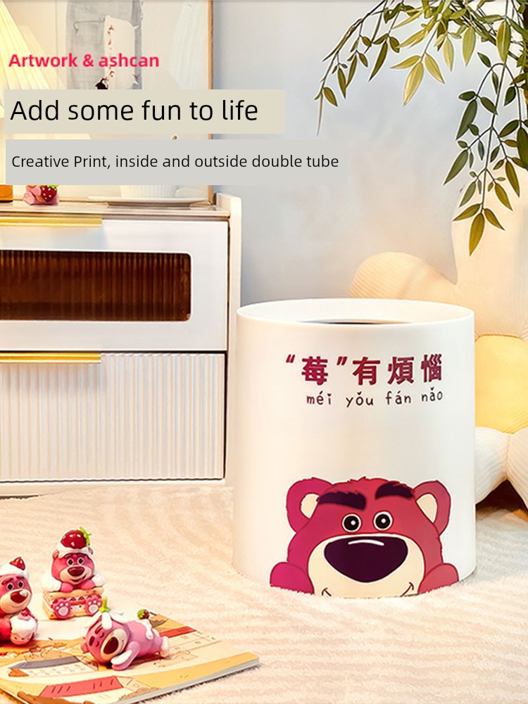 Living Room Nordic Style Cartoon Cute Girl Trash Can