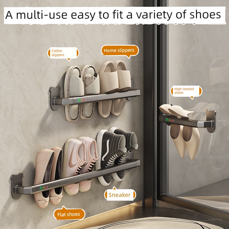 Bathroom Slipper Rack Wall-Strong Load-Bearing Hanging Punch-Free Toilet behind the Wall Door Shoes Draining Rack Storage Rack