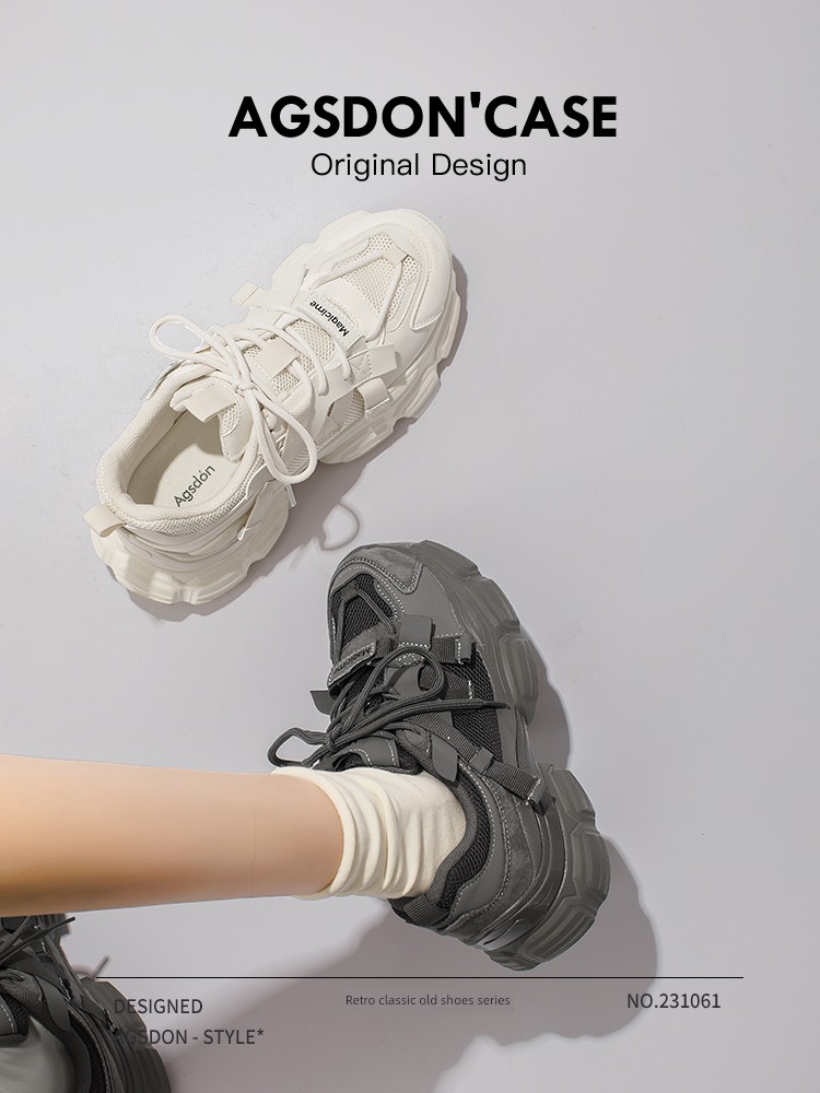 Classy Gray Dad Shoes Female 2024 New Arrival Autumn Summer Retro Trendy Cool Mesh Light White Sneaker
