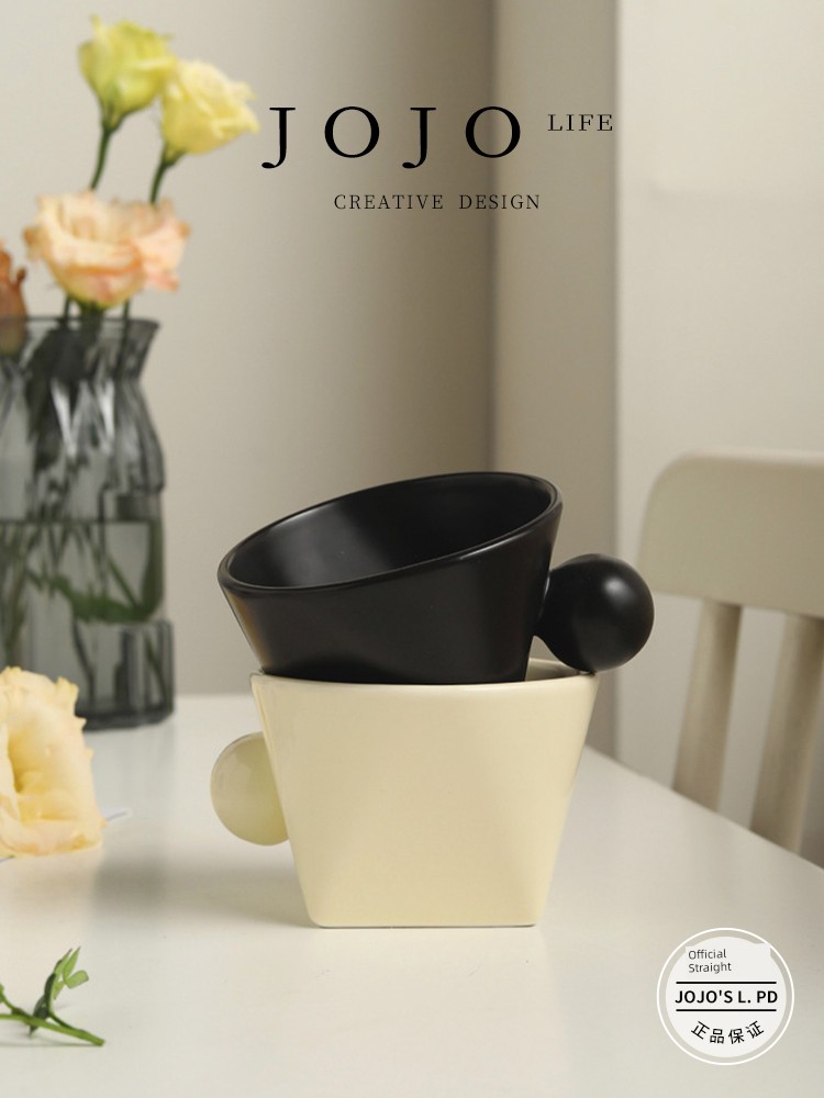 Jojo's L. Pd. Skill. Cup Set For Home Ceramic Breakfast Cup Coffee Cup Water Cup Ins Creative Yi Zhi