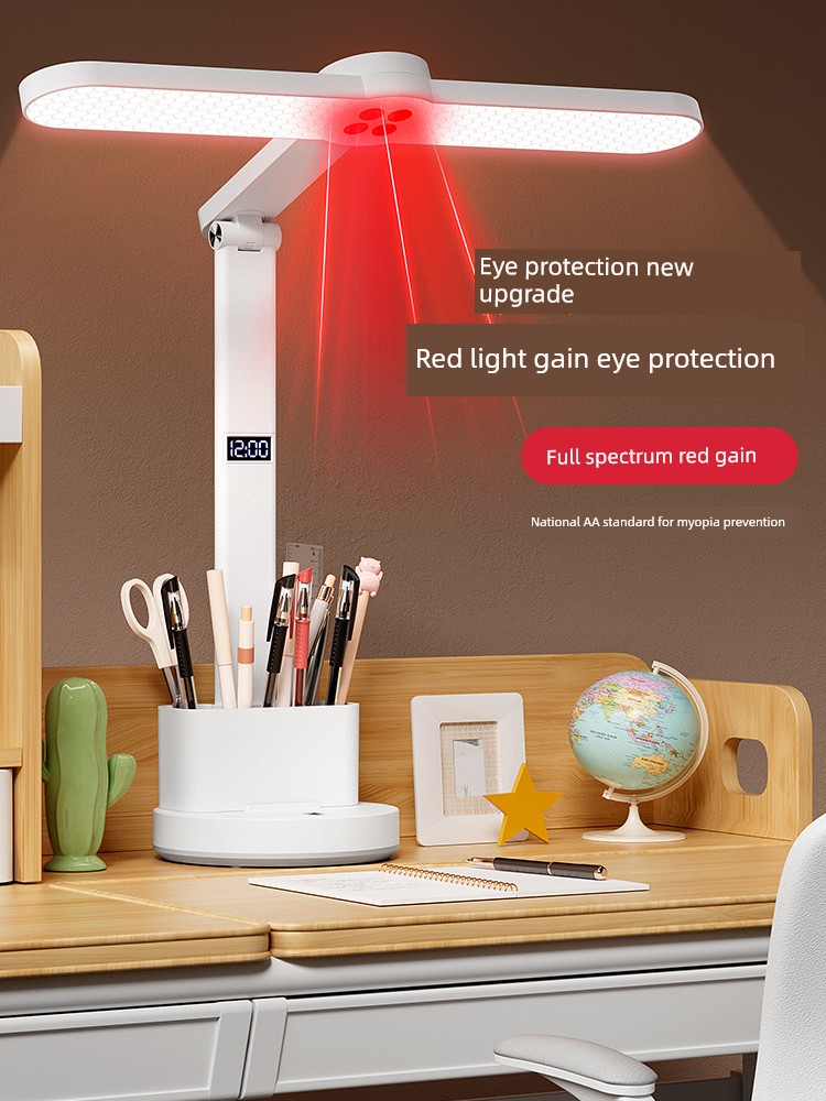 Desk Lamp Learning Special Eye Protection Kids Homework College Student Dormitory Plug-in Rechargeable Desk Smart Clock Reading