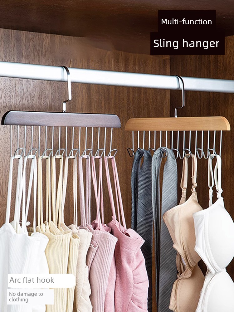 Jujiajia Wooden Sling Hanger Intimates Vest Storage Fantastic Home Dormitory Solid Wood Hook Wave Drying Rack
