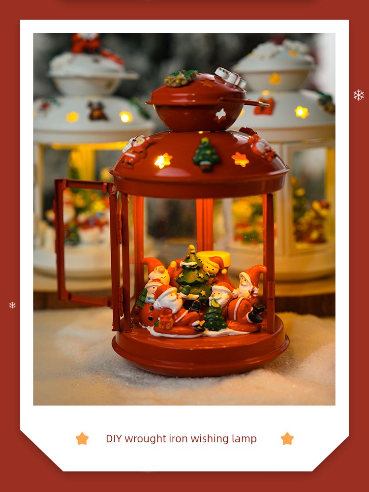 Christmas Decoration Props Small Ornaments Portable Lamp DIY Material Package Santa Claus Party Scene Cloth Setting