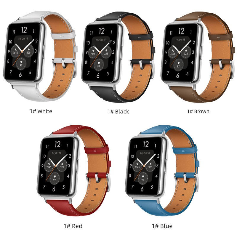 Suitable for Huawei Bracelet Watchfit2 Strap Smart Sports Watch Genuine Leather Wrist Strap Fit Elegant New Business First Layer Cowhide Watch Replacement Belt Vitality Fashion Men and Women New Arrival Accessories