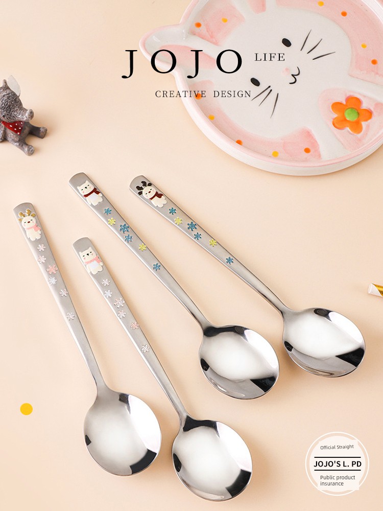 Cartoon Relief Elk Long Handle Soup Korean Style Assessment Spoon