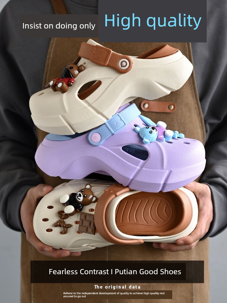 Hole Shoes Summer Beach Sandals Puppy Accessories Raise the Bottom Non Slip Outdoor Home Eva Women's Pump