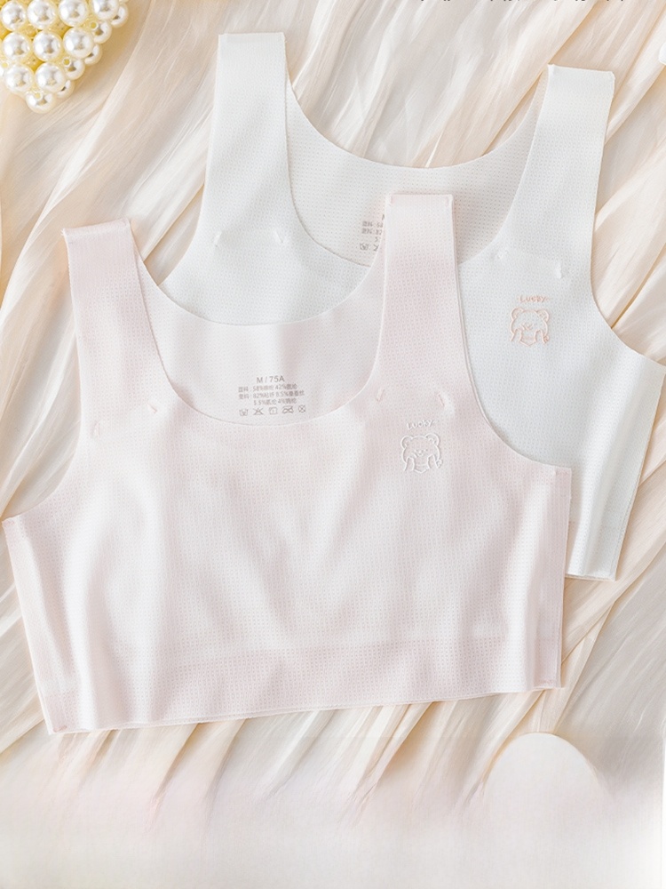 Girls' Underwear Vest Development Period 10-14 Years Old Kids Primary School Students Wear Nipple Coverage Young Adult Bra Summer