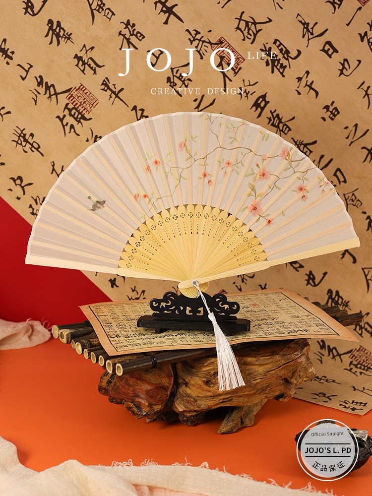Jojo's L. Pd. Mr. Grocery. New Chinese Fan Archaic Folding Fan Raw Silk Ancient Chinese Clothing Fan | Actual
