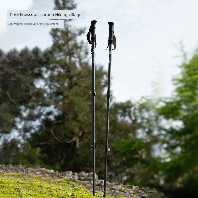 Cy Alpenstock Walking Stick Outdoor Hiking Climbing Light and Portable Telescopic Mountaineering Equipment Aluminum Alloy Walking Stick Self-Defense Stick