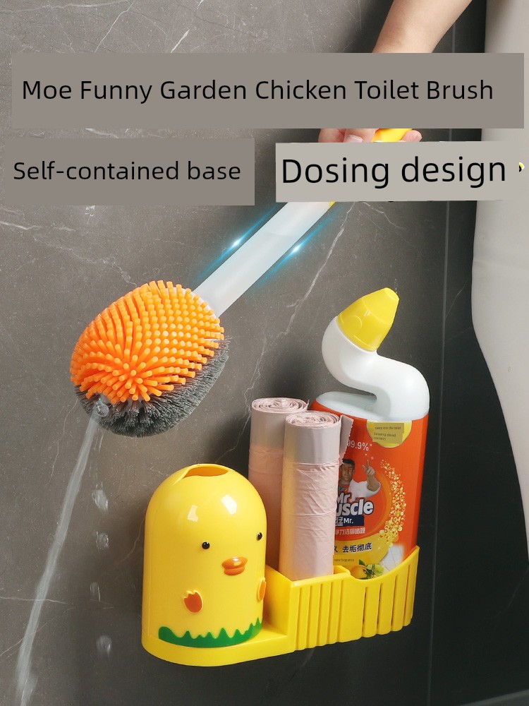 Double-Sided Long Handle Dead-Zone Free Toilet Brush with Base Toilet Brush Toilet Cleaning Brush Gap Home Use Set
