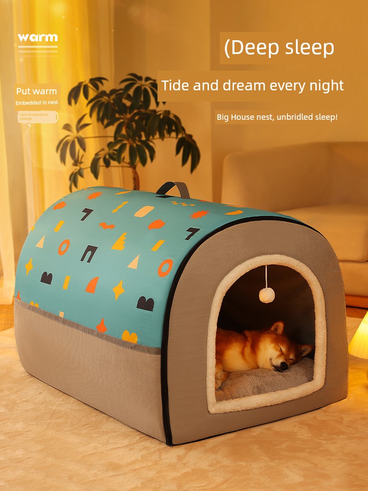 Kennel Winter Heattech Removable and Washable Dog House Corgi and Shiba Inu Dog Bed All Year Round Neutral Dog House Pet Sleep Supplies
