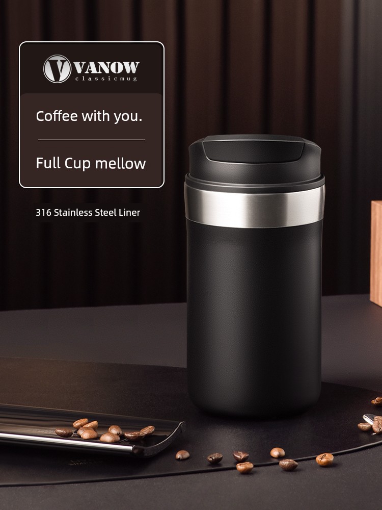 Vanow Coffee Thermos Cup Female 2025 New Arrival Office Tumbler Stainless Steel Portable Convenient Boys Water Cup