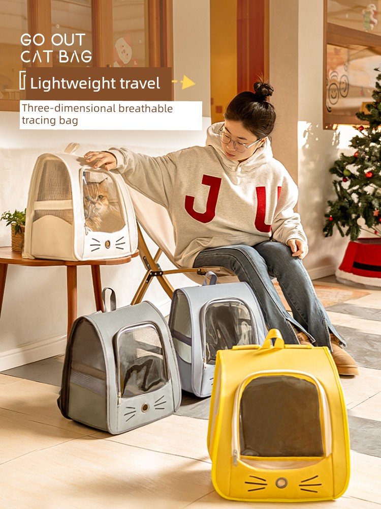 Cat Bag Portable Outdoor Backpack Breathable Cat School Bag Satchel Large Space Cat Box Small Size Dogs Dog Pet Bag