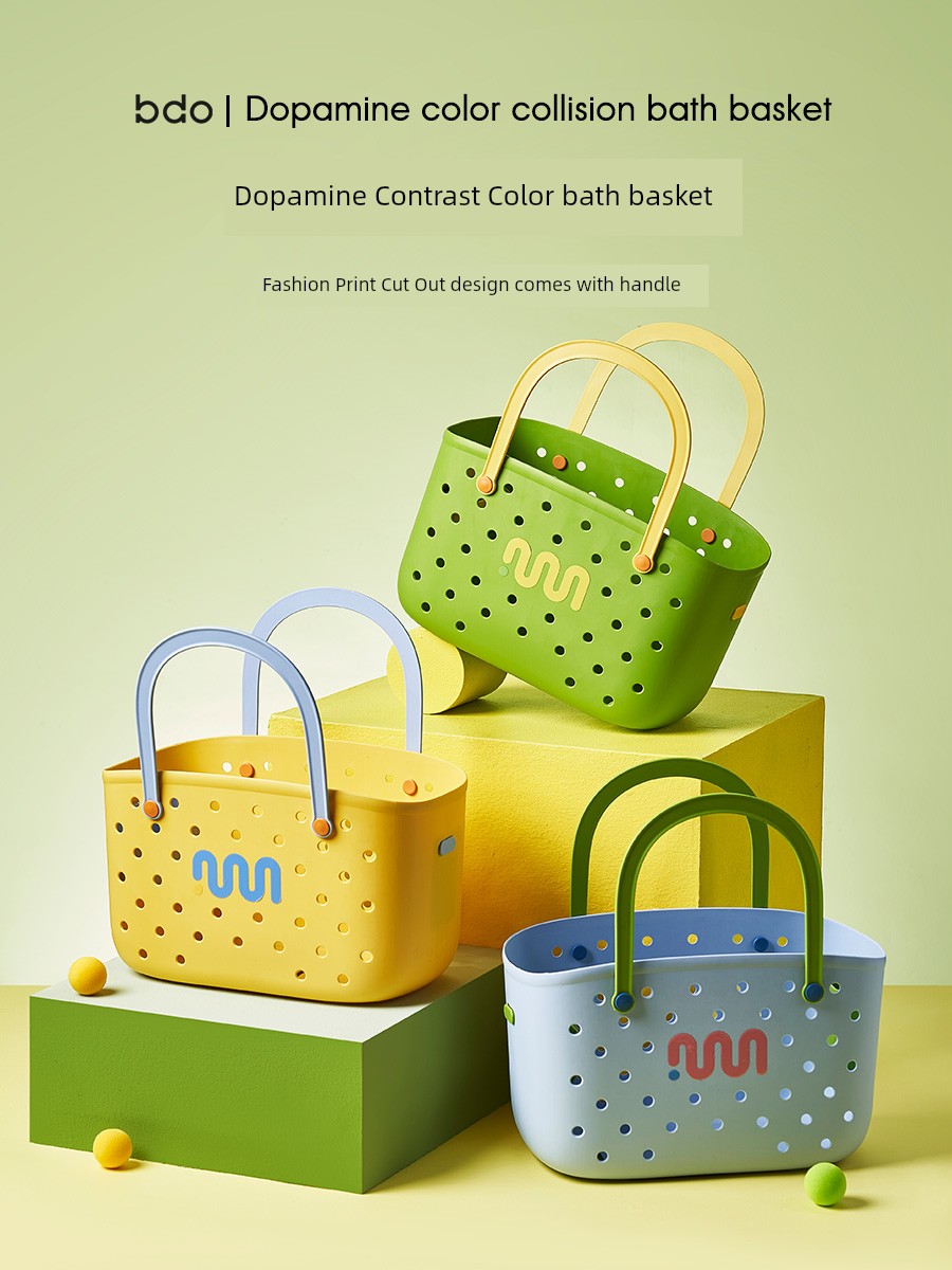Bath Cabas Satchel Bath Basket Bathroom Wash Supplies Storage Basket Small Basket Storage Basket Plastic Bath Bath Basket