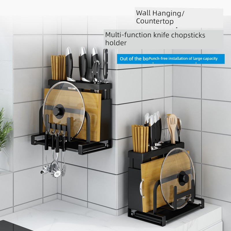 Kitchen Rack Punch-Free Wall-Mounted Household Seasoning All Products Knife Rack Multi-Functional Storage Rack