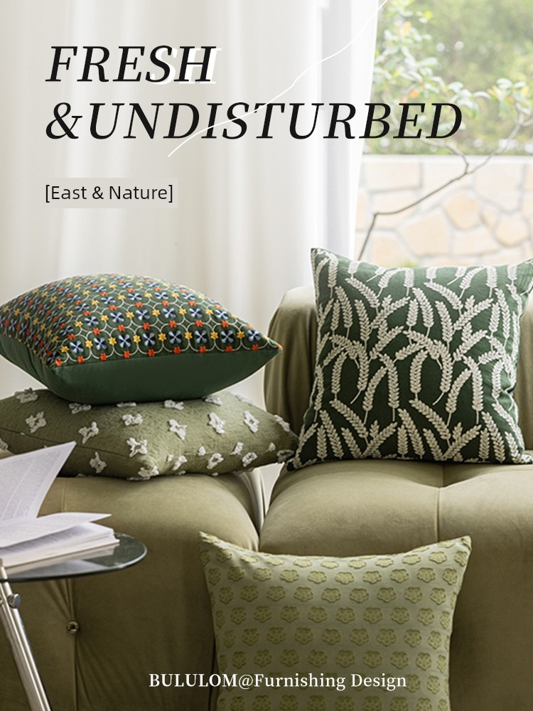 Accessible Luxury Fresh Pastoral Style Embroider Small Floral Sofa Pillow Cases Bed & Breakfast Bedroom Pillow Cushion Pillow Model Room