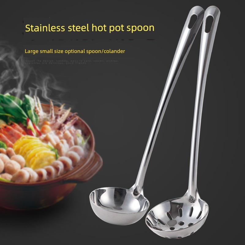 Stainless Steel Pots Ladel Thickened For Home Perforated Ladle Kitchen Supplies Deep Frying Spoon Oven Mitts Noodles Strainer Spoon