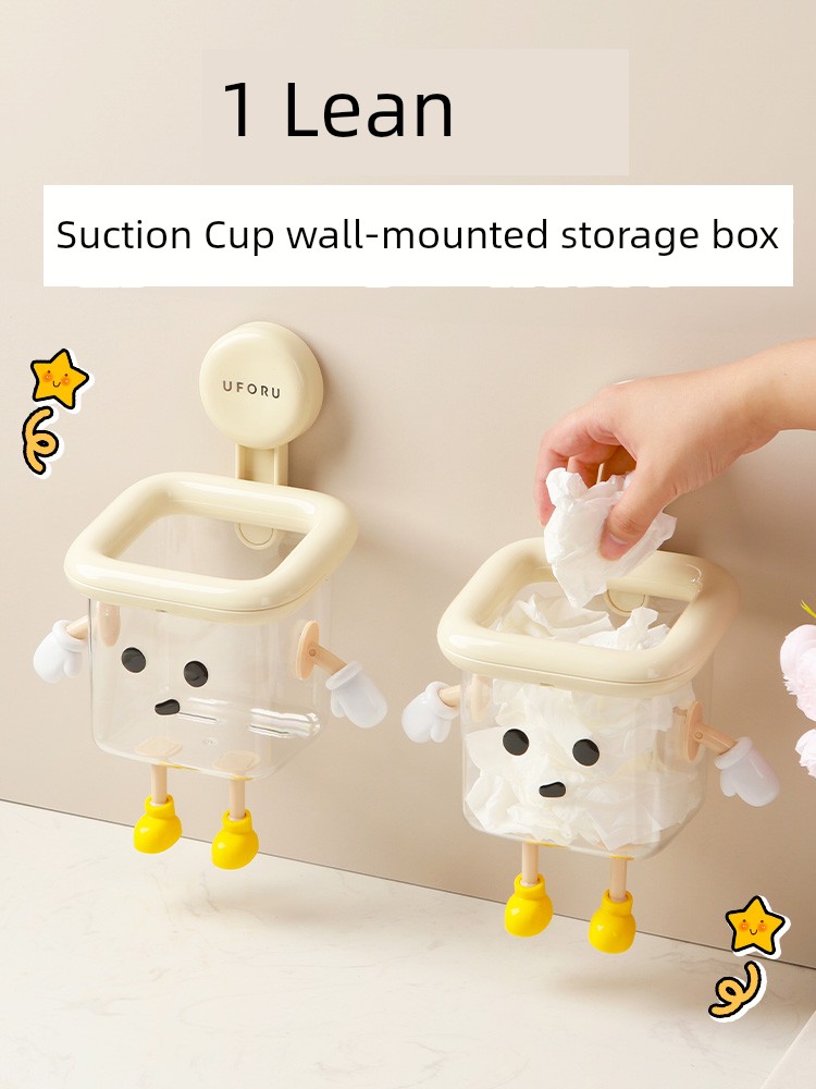 Suction Cup Waste Recycling Face Towel Storage Box Wall Hanging Toilet Toilet Wash Basin Bathroom Face Wiping Towel Face Towel Storage Rack