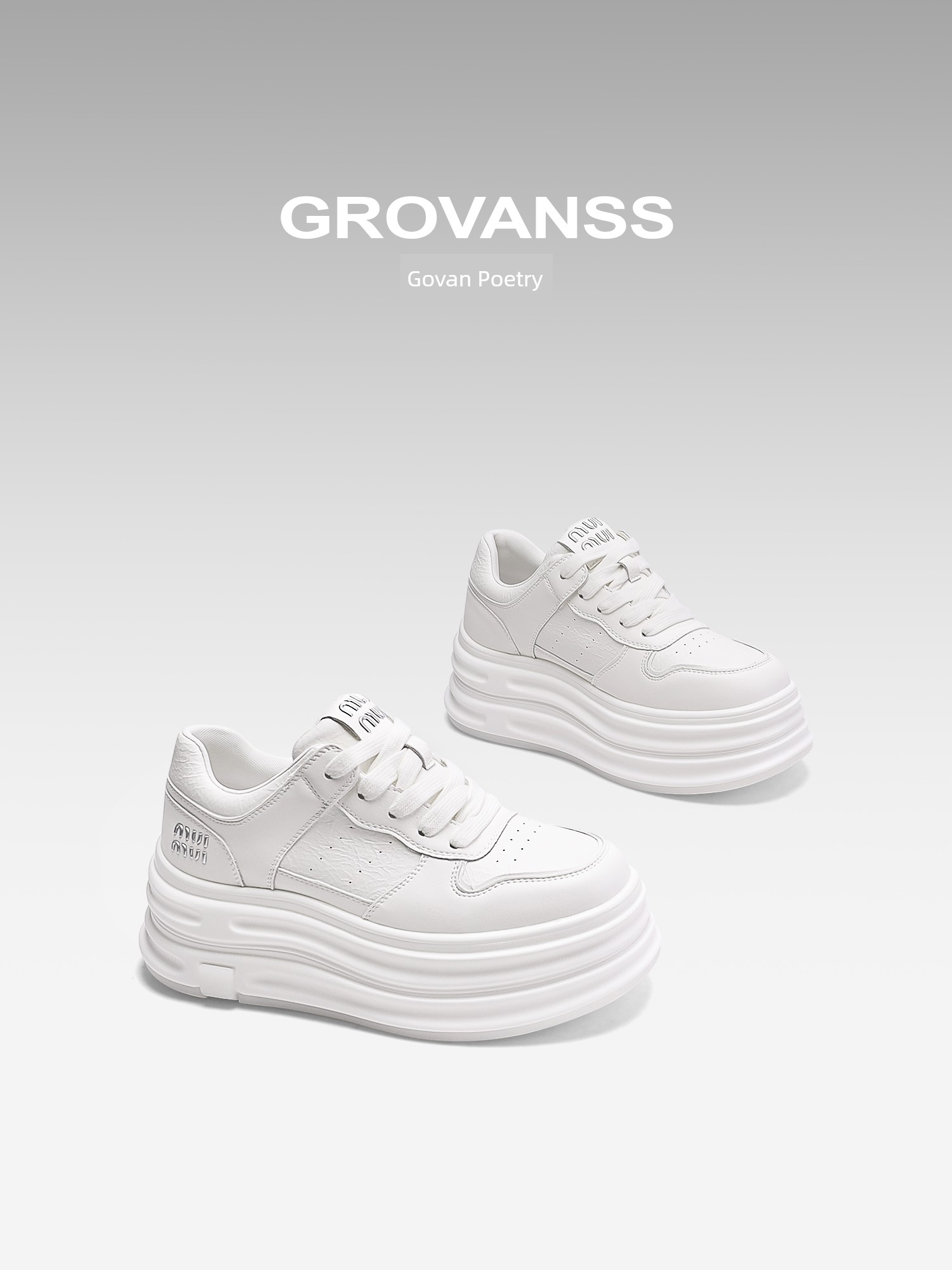 Gaofanshi Leather White Shoes Women 2025 New Muffin Platform Casual Shoes Versitile Fashion Lightweight Not Tired Feet