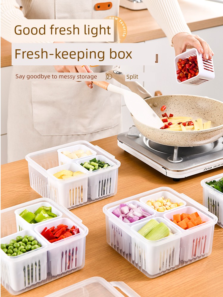Kitchen Cooking Box for One Week Divided Onion, Ginger and Garlic Storage Box Food Grade Refrigerator Frozen Crisper Separately Packed Case Handy Gadget