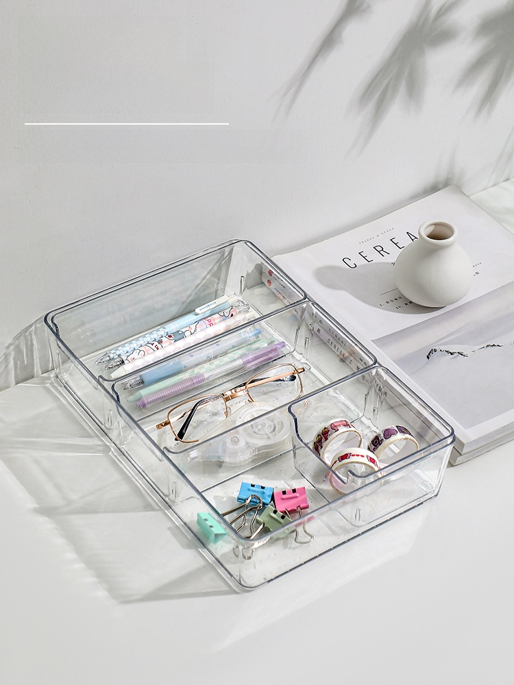 Drawer Storage Segmented Organizer Box Organize Fantastic Transparent Desktop Cosmetics Rectangular Storage Classification Grid