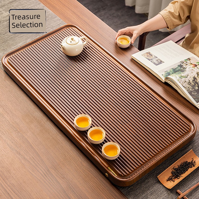 Tea Tray For Home 2024 New Arrival Bamboo Tea Tray Solid Bakelite Drain for Living Room Office Teaware Tea Platform Tea Tray