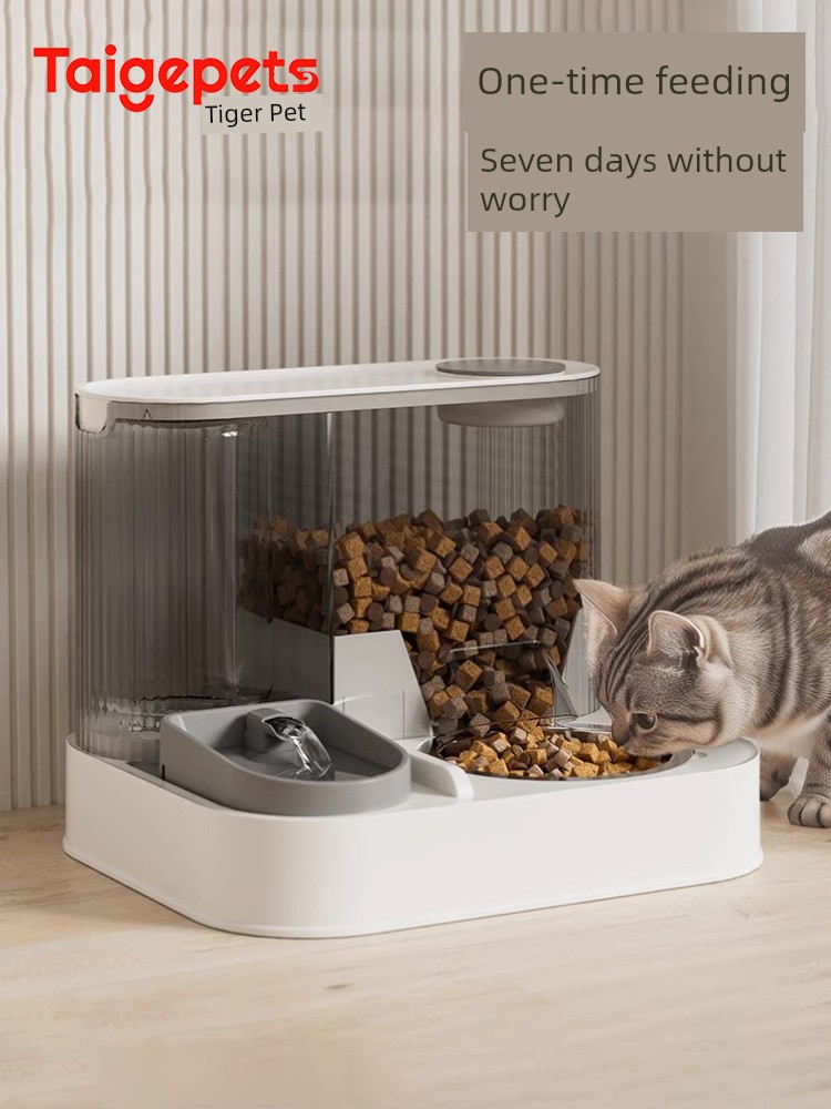 Taige Cat Bowl Dog Bowl Cat Food Holder Cat Food Automatic Pet Feeder Water Dispenser Integrated Pet Drinking Double Bowl