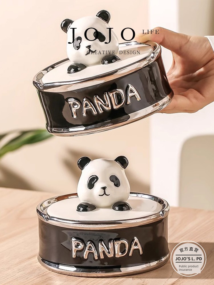 Jojo's L. Pd. Panda. Creative Panda Souvenir Ashtray For Home Living Room Decoration | Dotted Line