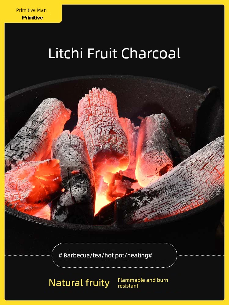 Flammable Lychee Charcoal for Primitive Man's Indoor Tea Cooking