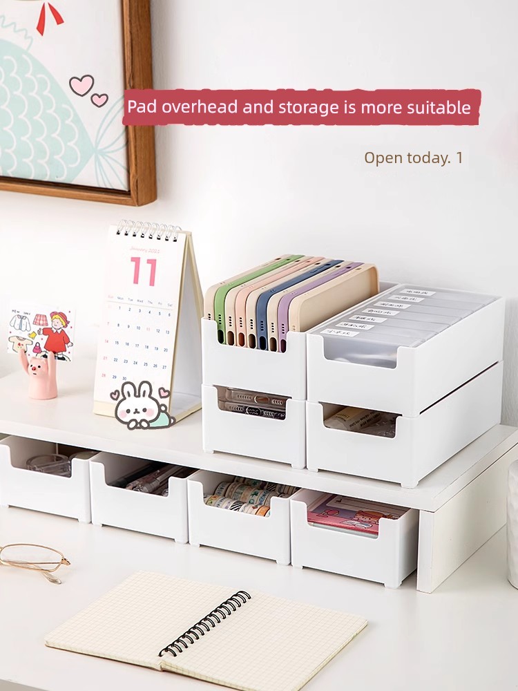 Computer Riser Lower Storage Stationery Box Desktop Lipstick Storage Box Stationery Notebook Desk Office Computer Pad Elevated Lower Shelf Student Desk Pen Holder Desktop Clutter Organizing Box