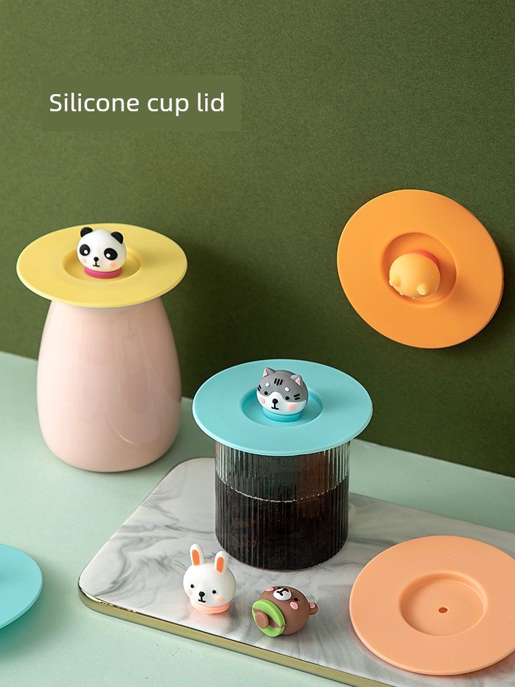 Cup Lid Neutral Silicone Leak-Proof Cup Lid Accessories round Universal Tea Cup Cover Mug Glass Ceramic Dustproof
