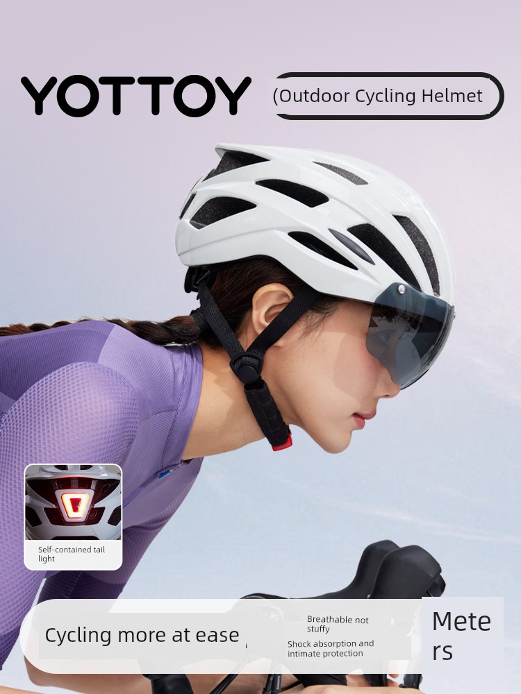 Yottoy Bicycle Helmet with Goggles Integrally Molded Adjustable Head Circumference Mountain Bike Riding Helmet