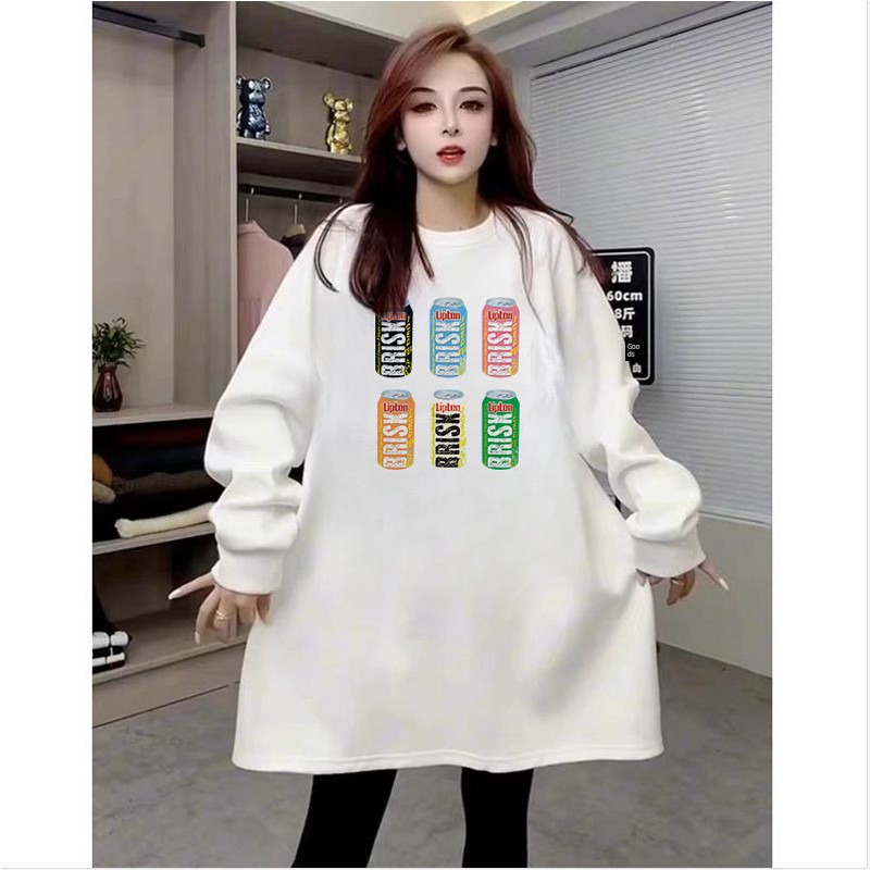 European Station Plus Size Plus Size Ladies 1.00 Kg-150.00 kg Loose Pockets Mid Length Long Length Hip-Covering Sweater Dress 2024 Fall and Winter New Arrival