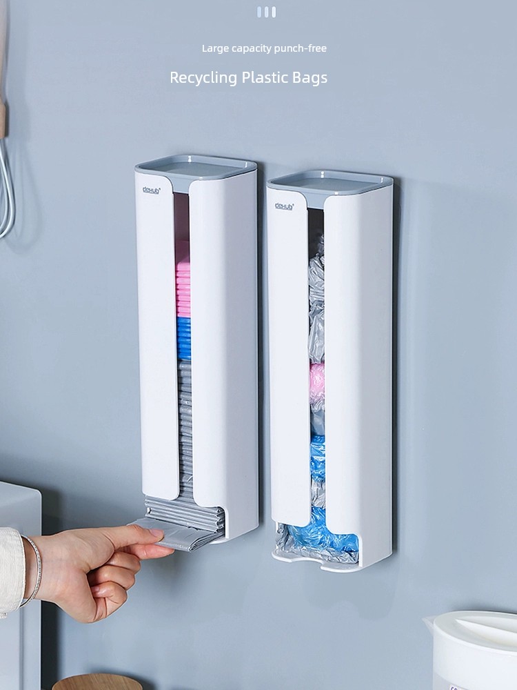 Plastic Bag Storage Kitchen Convenient Plastic Bag Collector Bag Extraction Compartmented Storage Boxes Wall Hanging Garbage Bag Storage Box
