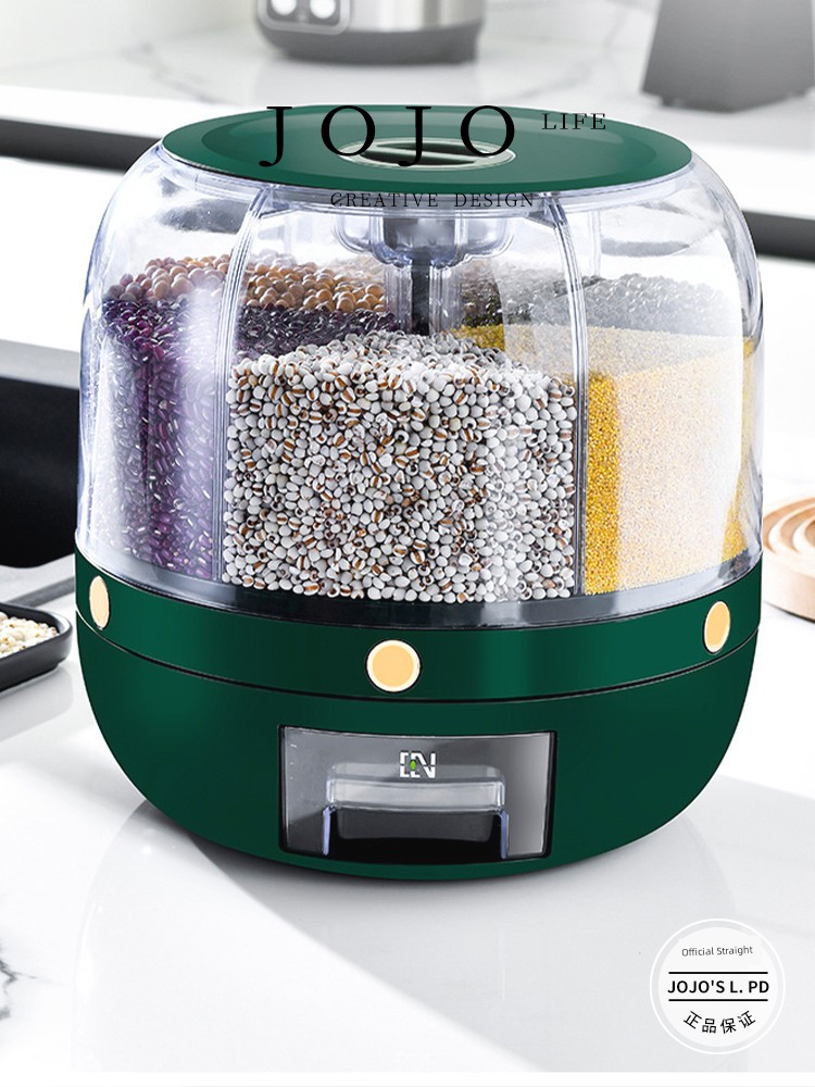 Jojo's L. Pd. Mr. Grocery. Grid Rice Bucket Rotate Cereals Storage Box Insect-Proof | Helmet