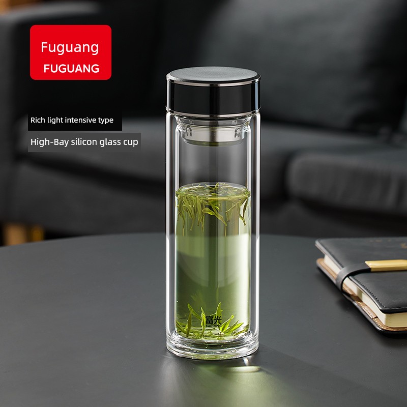 Fuguang Reinforced High Borosilicate Glasses Double-Layer Large Capacity Men Business Cup Tea Water Separation Tea Cup Car