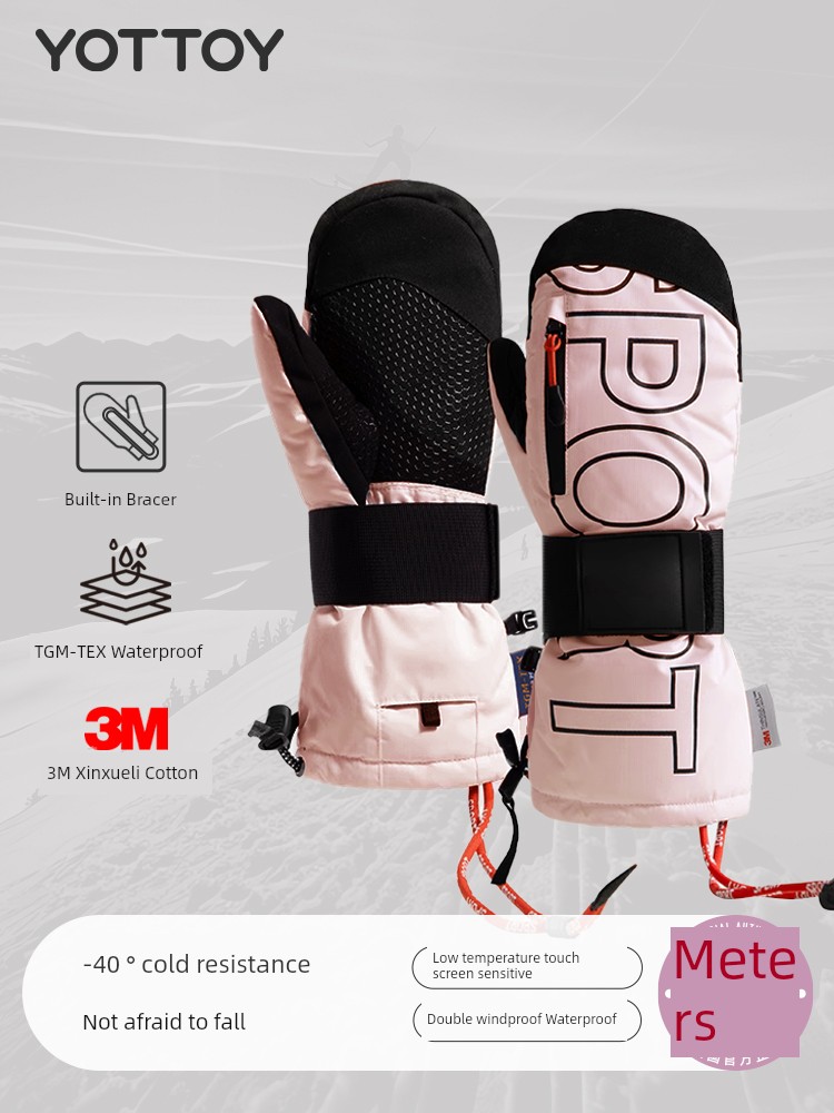 Yottoy Snowboard Gloves Built-in Wristband Silky Inner Five Finger Touch Screen Professional Waterproof Heattech Men and Women New