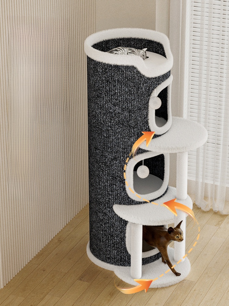 Cat Tree Semi-Closed Winter Double Layer Shelter Cat Climbing Frame