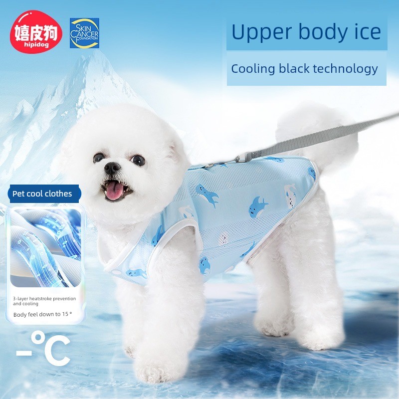 Hippie Dog Summer Breathable Dog Full Printed Traction Vest Cool Clothes Pet Cooling Heatstroke Prevention Traction Dog Clothes