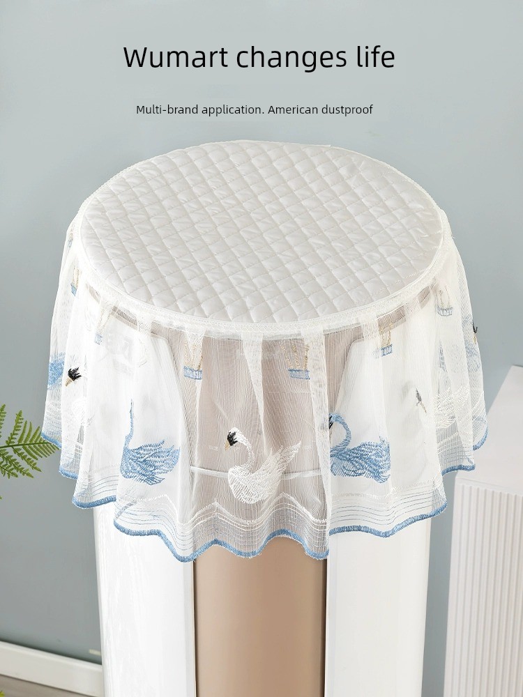 Air Conditioning Dust Cover round Lace Embroider Neutral round Cabinet Set Top Cover Minimalist Idyllic Living Room Vertical Air Conditioner Cover