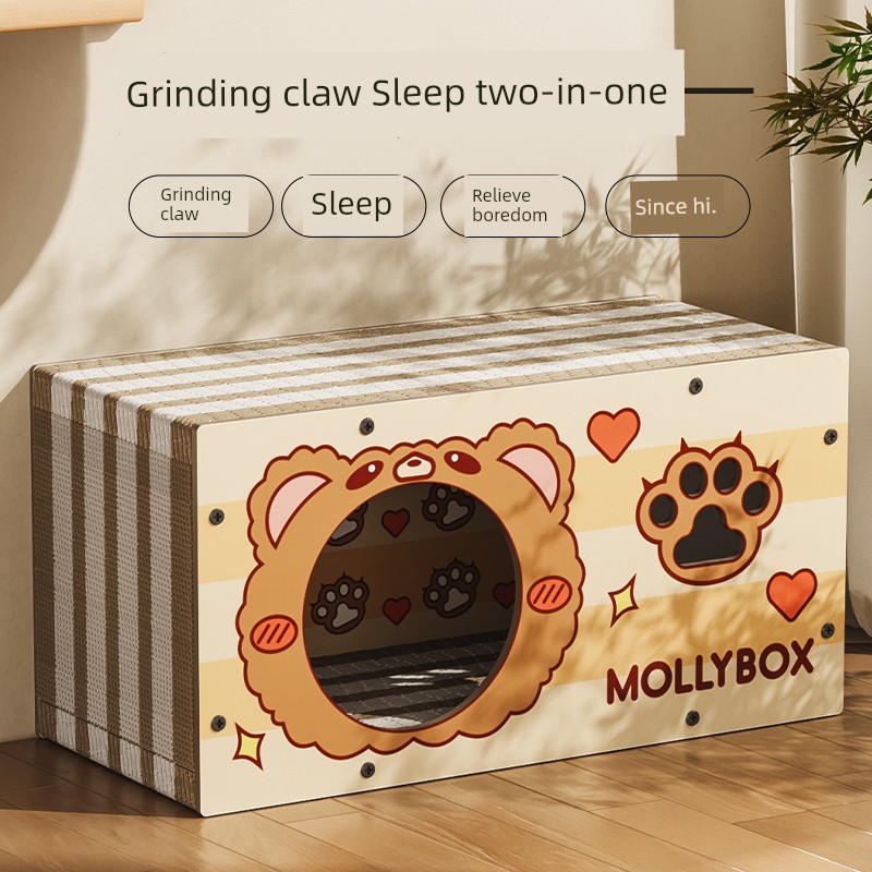 Cat Scratch Board Cat Nest Integrated Corrugated Paper Cat Scratching Board Abrasion Resistant Anti-Scratch Large Sofa Self-Hi Cat Toy