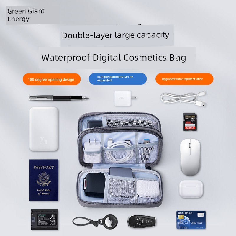Llano Digital Cosmetics Bag Multifunction Data Cable Charger Mobile Phone Switch Accessories Mouse Mobile Power Packs Hard Disk Box Portable Travel Protective Cover Large Capacity Storage