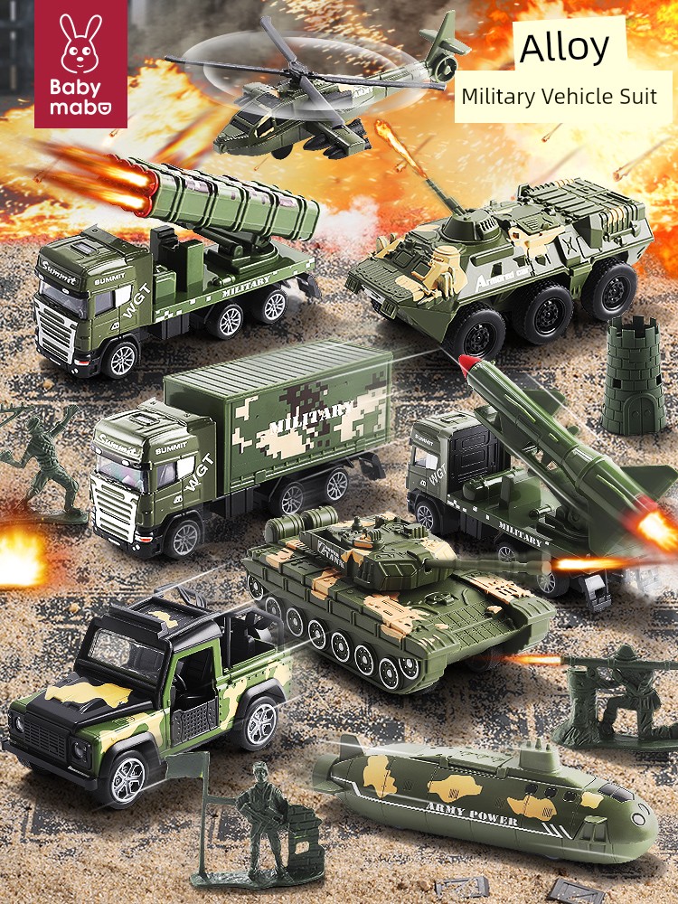 Kids Military Tank Toy Car Artificial Fire Engineering Vehicle Suit New Arrival Alloy Car Model Boy Gift