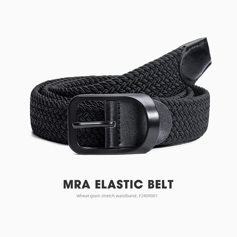 MRA Wheat Grain Elastic Belt Men's and Women's Same Woven Elastic Pin Buckle Pants Belt Punch-Free Practical Belt
