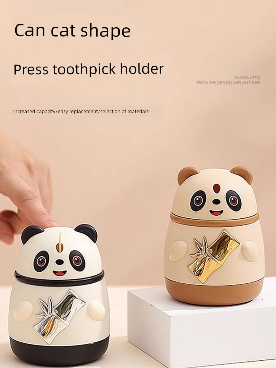 Panda Press Toothpick Holder Cat New Year Creative Pop-up Toothpick Box Cartoon National Fashion Press Toothpick Holder Toothpick Bottle