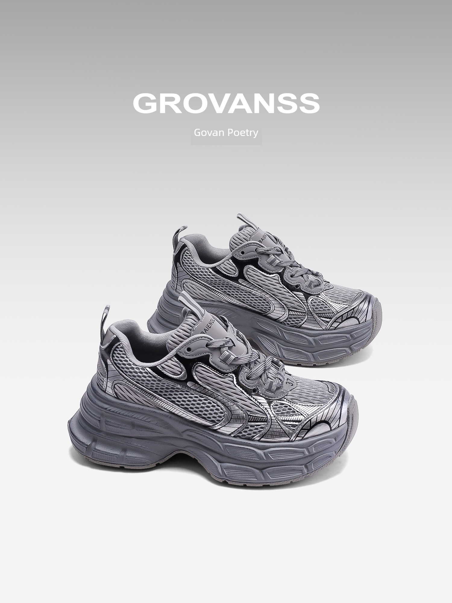 Goldfarm Poetry Dad Shoes Female 2025 Spring New Arrival Athleisure Running Shoes Small Elevator Shoes Thick Sole 7cm