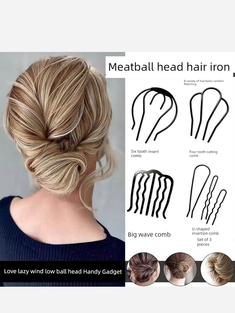 Bean Bag Bun Updo Fixed Gadget 2023 New Arrival Four Teeth Hair Comb Female Fancy U-Shaped Hair Pin Hair Accessories